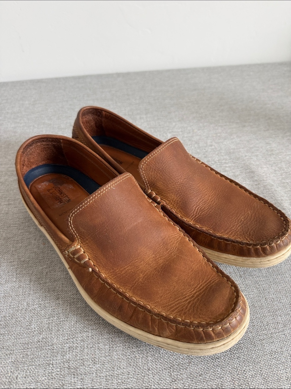 Johnston & Murphy Tan Leather Slip-On Loafers